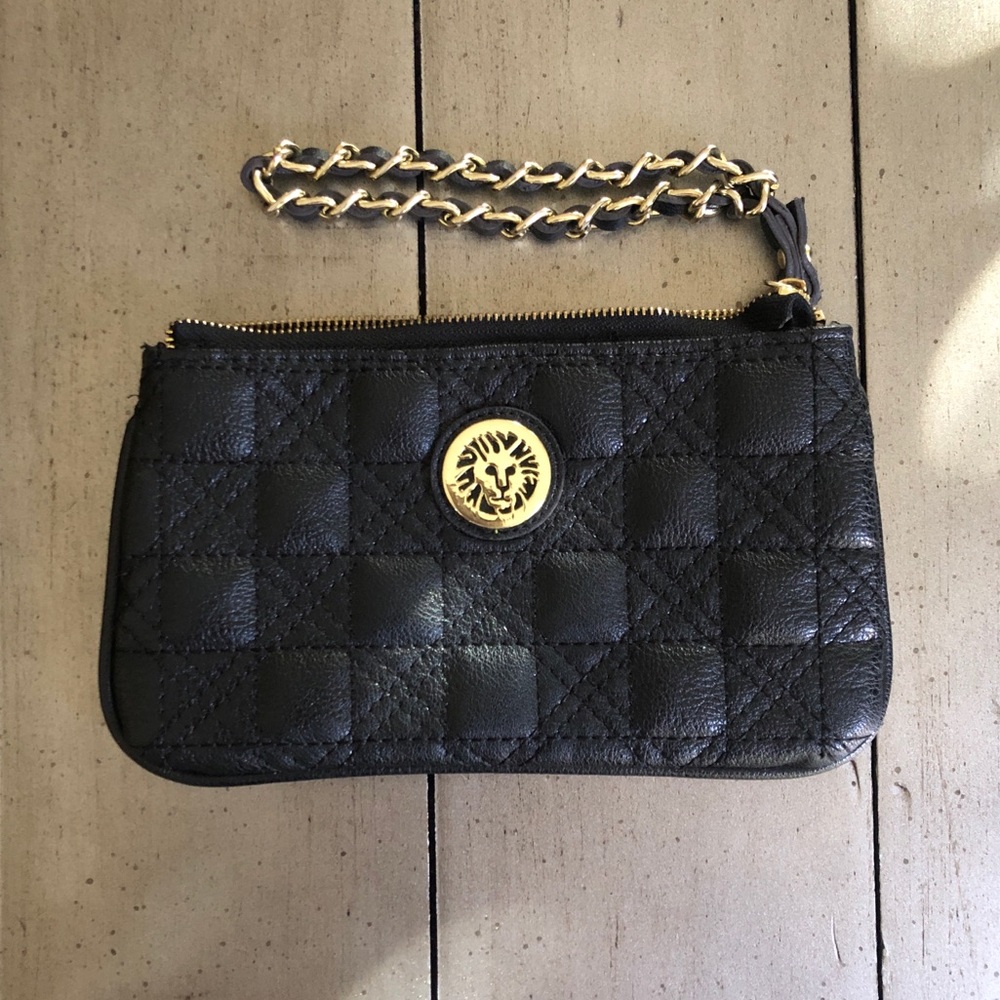 Anne Klein Black Quilted Wristlet Clutch